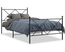 Eenpersoonsbed | Tienerbed | Volwassenenbed Bedframe met hoofd- en voeteneinde metaal zwart 107x203 cm