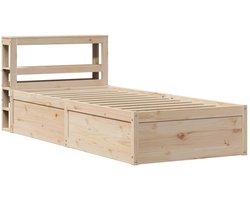 Eenpersoonsbed | Tienerbed | Volwassenenbed Bedframe met hoofdbord massief grenenhout 90x200 cm