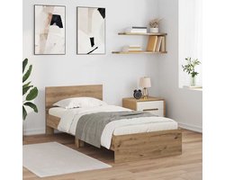 Eenpersoonsbed | Tienerbed | Volwassenenbed | Bedframe met hoofdeinde Artisan Eiken 90 x 200 cm Bewerkt hout