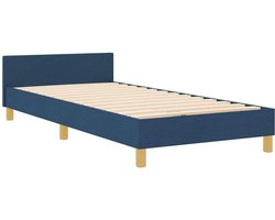 Eenpersoonsbed | Tienerbed | Volwassenenbed Bedframe met hoofdeinde Blauw 100 x 200 cm Stof