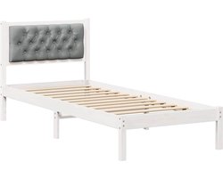 Eenpersoonsbed | Tienerbed | Volwassenenbed Bedframe met hoofdeinde Lichtgrijs 90 x 200 cm Stof