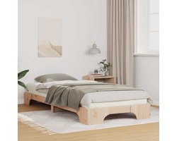 Eenpersoonsbed | Tienerbed | Volwassenenbed Bedframe met opslag Bruin 90 x 210 cm Massief grenenhout