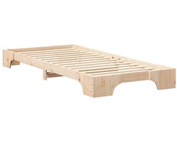 Eenpersoonsbed | Tienerbed | Volwassenenbed Bedframe met opslag Bruin 90 x 220 cm Massief grenenhout