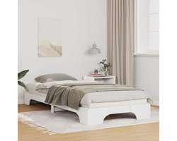 Eenpersoonsbed | Tienerbed | Volwassenenbed Bedframe met opslag Wit 90 x 210 cm Hout