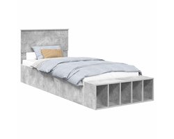 Eenpersoonsbed | Tienerbed | Volwassenenbed | Bedframe met plank Beton Grijs 100 x 200 cm Bewerkt hout