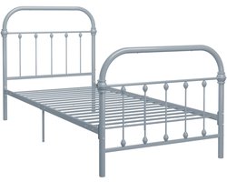 Eenpersoonsbed | Tienerbed | Volwassenenbed Bedframe metaal grijs 90x200 cm