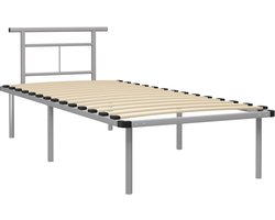 Eenpersoonsbed | Tienerbed | Volwassenenbed Bedframe metaal grijs 90x200 cm