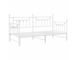 Eenpersoonsbed | Tienerbed | Volwassenenbed Bedframe voor een daybed met hoofdeinde Wit 107 x 203 cm Staal