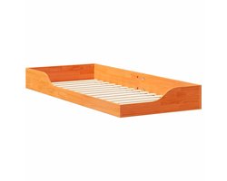 Eenpersoonsbed | Tienerbed | Volwassenenbed Bedframe Wasbruin 90 x 220 cm Massief grenenhout