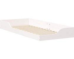 Eenpersoonsbed | Tienerbed | Volwassenenbed Bedframe Wit 90 x 220 cm Massief grenenhout