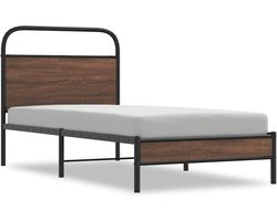 Eenpersoonsbed | Tienerbed | Volwassenenbed Bedframe zonder matras bewerkt hout bruin eikenkleur 100x200 cm