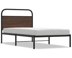 Eenpersoonsbed | Tienerbed | Volwassenenbed Bedframe zonder matras bewerkt hout bruin eikenkleur 90x200 cm