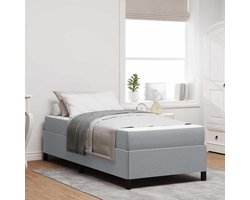 Eenpersoonsbed | Tienerbed | Volwassenenbed Boxspring bed Lichtgrijs en zwart 100 x 200 cm