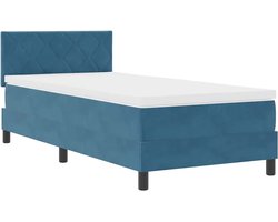 Eenpersoonsbed | Tienerbed | Volwassenenbed Boxspring bed met hoofdeinde Donkerblauw 90 x 200 cm Fluweel