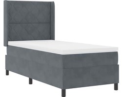 Eenpersoonsbed | Tienerbed | Volwassenenbed Boxspring bed met hoofdeinde Donkergrijs 100 x 200 cm Fluweel