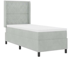Eenpersoonsbed | Tienerbed | Volwassenenbed Boxspring bed met hoofdeinde Lichtgrijs 80 x 200 cm Fluweel