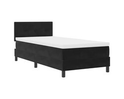 Eenpersoonsbed | Tienerbed | Volwassenenbed Boxspring bed met hoofdeinde Zwart 90 x 200 cm Fluweel