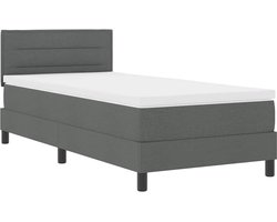 Eenpersoonsbed | Tienerbed | Volwassenenbed Boxspring bed met matras Donkergrijs 100 x 200 cm Stof