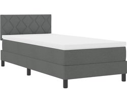 Eenpersoonsbed | Tienerbed | Volwassenenbed Boxspring bed met matras Donkergrijs 100 x 200 cm Stof