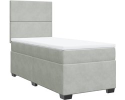 Eenpersoonsbed | Tienerbed | Volwassenenbed Boxspring met matras fluweel lichtgrijs 100x200 cm