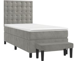 Eenpersoonsbed | Tienerbed | Volwassenenbed Boxspring met matras fluweel lichtgrijs 90x200 cm