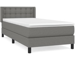 Eenpersoonsbed | Tienerbed | Volwassenenbed Boxspring met matras stof donkergrijs 90x200 cm