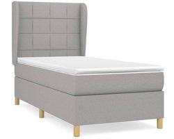 Eenpersoonsbed | Tienerbed | Volwassenenbed Boxspring met matras stof lichtgrijs 90x200 cm