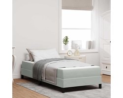 Eenpersoonsbed | Tienerbed | Volwassenenbed | Boxspringbed met matras Lichtgrijs 90 x 220 cm Stof