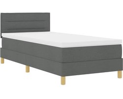 Eenpersoonsbed | Tienerbed | Volwassenenbed Boxspringbed met matras met matras Donkergrijs 90 x 200 cm Stof