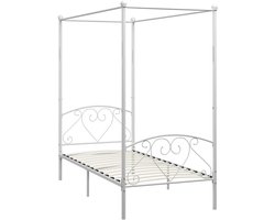 Eenpersoonsbed | Tienerbed | Volwassenenbed Hemelbedframe metaal wit 90x200 cm