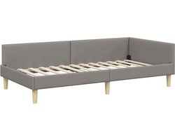 Eenpersoonsbed | Tienerbed | Volwassenenbed Hoekbedframe met hoofdeinde Taupe 80 x 200 cm Stof