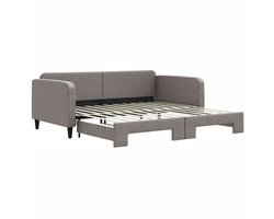 Eenpersoonsbed | Tienerbed | Volwassenenbed Slaapbank met onderschuifbed 100x200 cm stof taupe