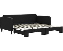 Eenpersoonsbed | Tienerbed | Volwassenenbed Slaapbank met onderschuifbed 100x200 cm stof zwart