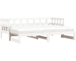 Eenpersoonsbed | Tienerbed | Volwassenenbed Slaapbank met onderschuifbed 80x200 cm massief grenenhout wit