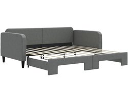 Eenpersoonsbed | Tienerbed | Volwassenenbed Slaapbank met onderschuifbed 90x190 cm stof donkergrijs