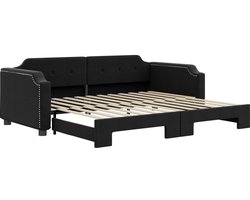 Eenpersoonsbed | Tienerbed | Volwassenenbed Slaapbank met onderschuifbed 90x190 cm stof zwart
