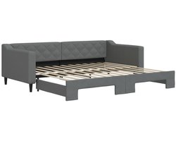 Eenpersoonsbed | Tienerbed | Volwassenenbed Slaapbank met onderschuifbed 90x200 cm stof donkergrijs