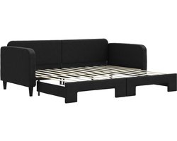 Eenpersoonsbed | Tienerbed | Volwassenenbed Slaapbank met onderschuifbed 90x200 cm stof zwart
