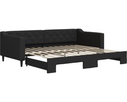 Eenpersoonsbed | Tienerbed | Volwassenenbed Slaapbank met onderschuifbed 90x200 cm stof zwart