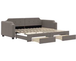 Eenpersoonsbed | Tienerbed | Volwassenenbed Slaapbank met onderschuifbed en lades 100x200 cm stof taupe