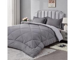 Eenpersoonsdekbed, alternatieve dikke dekbedset met 1 kussenslopen, omkeerbaar dekbed, microvezel zacht warm beddekbed voor de winter, machinewasbaar, 135 x 200 cm