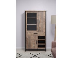 Eerbeek Vitrinekast Eiken - Zwart - Industrieel