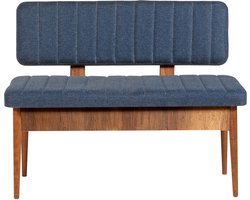 Eetbank Vina - 110cm Walnoot & Donkerblauw - Stijlvol en Praktisch - Met Handige Opbergruimte