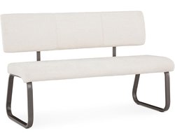 Eetbank voor 3 personen - Keukenbank met rugleuning - Gezellig tafelen - Bouclé stof - 136 cm breed - Wit