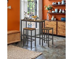 Eetgroep, bartafel met 2 barkrukken, bartafel met stoelenset