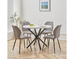 Eetgroep Ronde Tafel - Eettafel met stoelen - Gezellig Tafelen - Mid-Century Industrieel Design - 100 cm Diameter