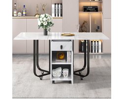 Eetgroep Set - Eettafel met stoelen - Samen eten - Gestoffeerde stoelen - 150x80x76cm - Wit zwart groen