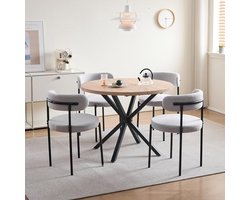 Eetgroep set met ronde eettafel en 4 stoelen voor keuken en woonkamer