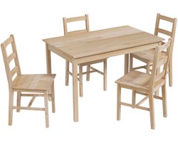 Eethoek – Eettafel Set – Dinerset – Tafel Met Stoelen – Massief Hout – Ruimtebesparend Ontwerp – 118x73 cm Tafel – Comfort Voor 4 Personen