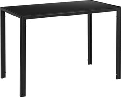 Eethoek Rickey - Glazen eettafel - Met 4 zwarte en grijze stoelen - Hoogwaardig design - Stijlvolle uitstraling